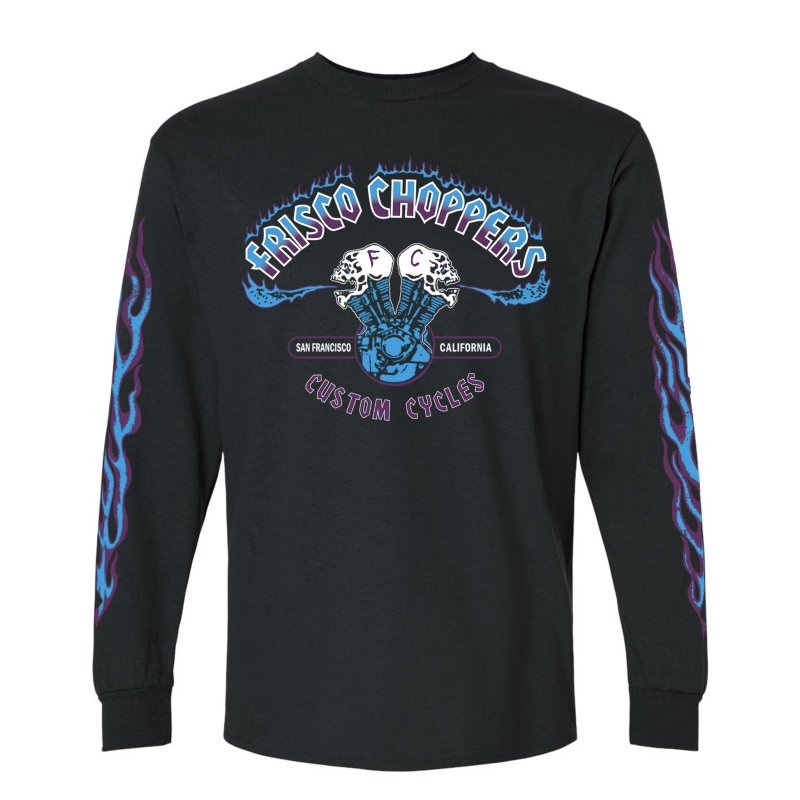 画像1: FRISCO CHOPPERS | FLAMING SKULL L/S TEE  (1)
