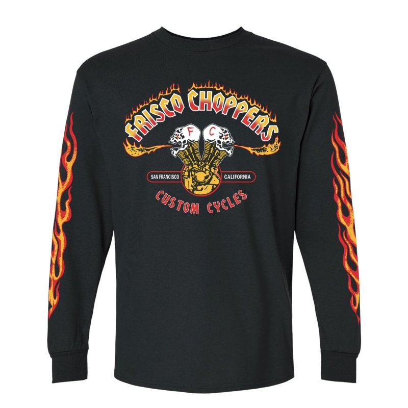 画像1: FRISCO CHOPPERS | FLAMING SKULL L/S TEE  (1)