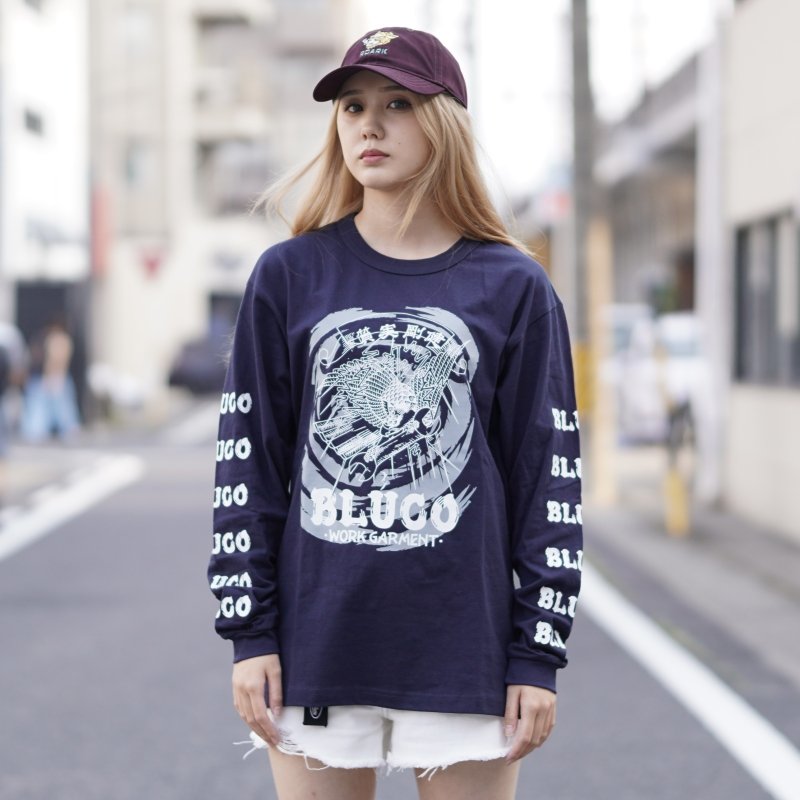画像1: BLUCO (ブルコ) | HEAVY DRY COTTON PRINT L/S TEE -Artwork by 遊鷹-  (1)