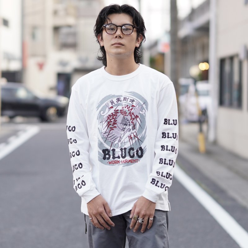画像1: BLUCO (ブルコ) | HEAVY DRY COTTON PRINT L/S TEE -Artwork by 遊鷹-  (1)