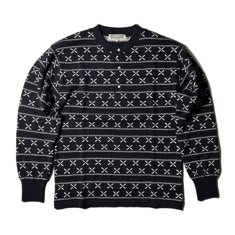 画像1: DAZZLESUGAR (ダズルシュガー) | Jacquard Henley L/S tee  (1)