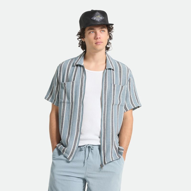画像2: BRIXTON | THE DEXTER TEXTURED STRIPE S/S  (2)
