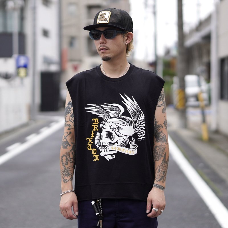 画像1: BRIXTON | WOLCOTT WORN IN BOXY MUSCLE TANK  (1)