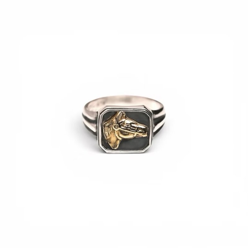 画像1: RAOING | K18×SV925 Classic Horse Ring  (1)