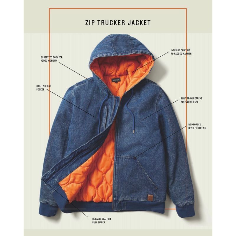 BRIXTON (ブリクストン) | BUILDERS ZIP HOOD JACKET [MEDIUM WASH