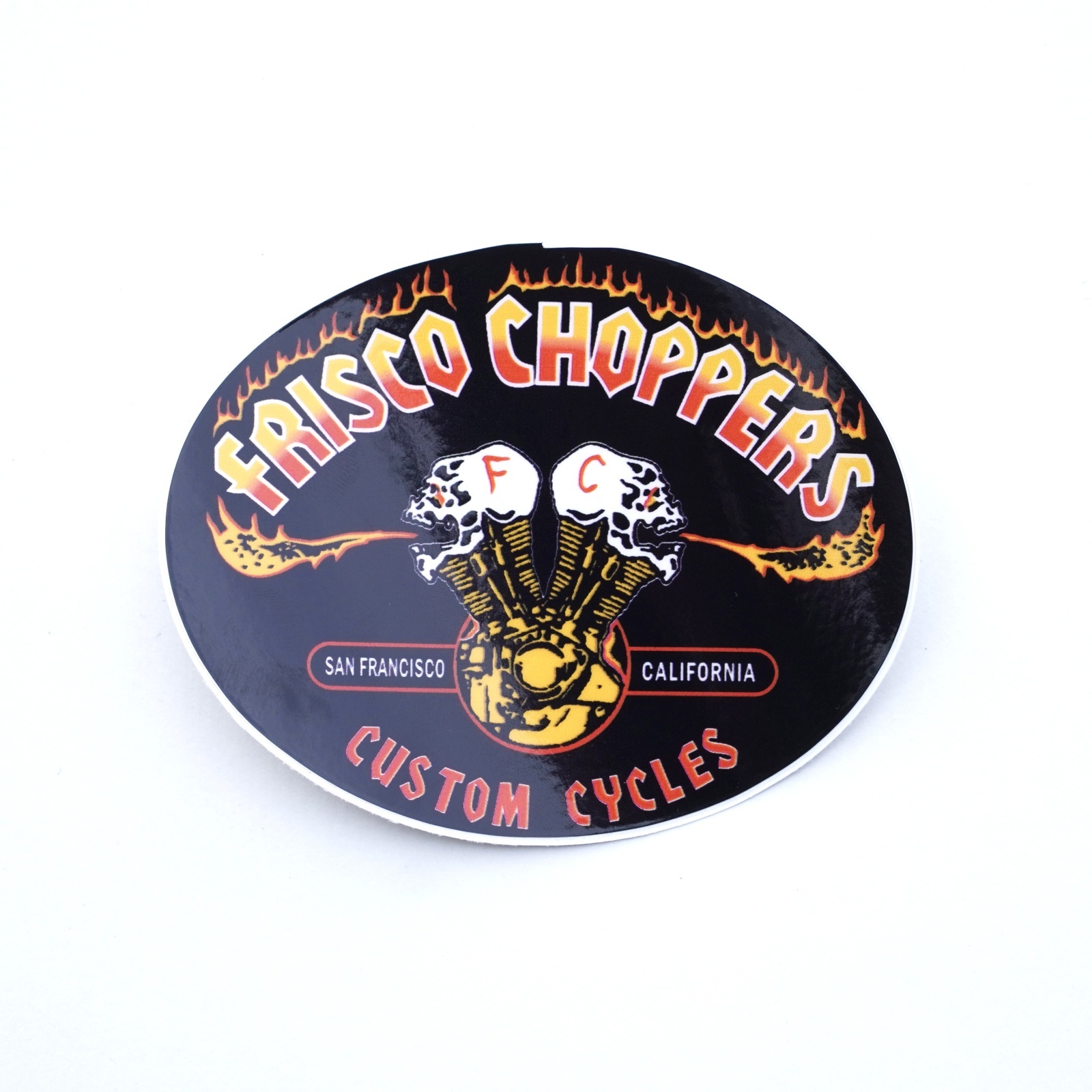 画像1: FRISCO CHOPPERS | FLAMING SKULL STICKER  (1)