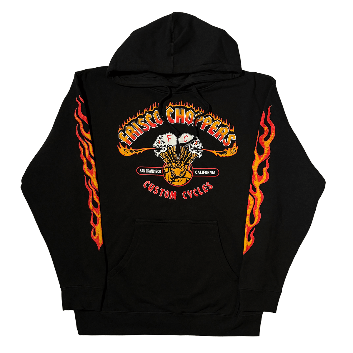 画像1: FRISCO CHOPPERS | FLAMING SKULL HOODIE  (1)