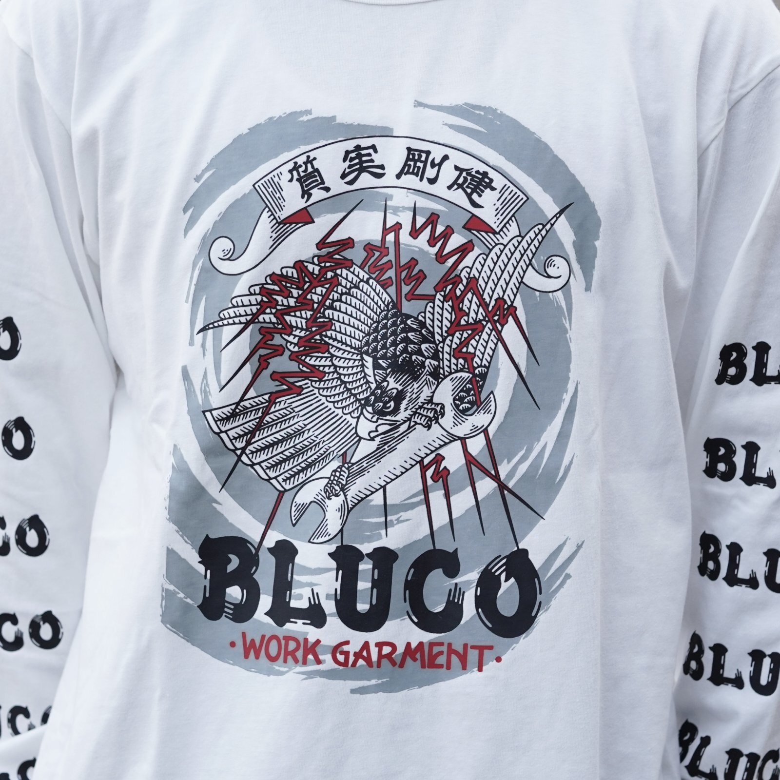 画像4: BLUCO (ブルコ) | HEAVY DRY COTTON PRINT L/S TEE -Artwork by 遊鷹-  (4)