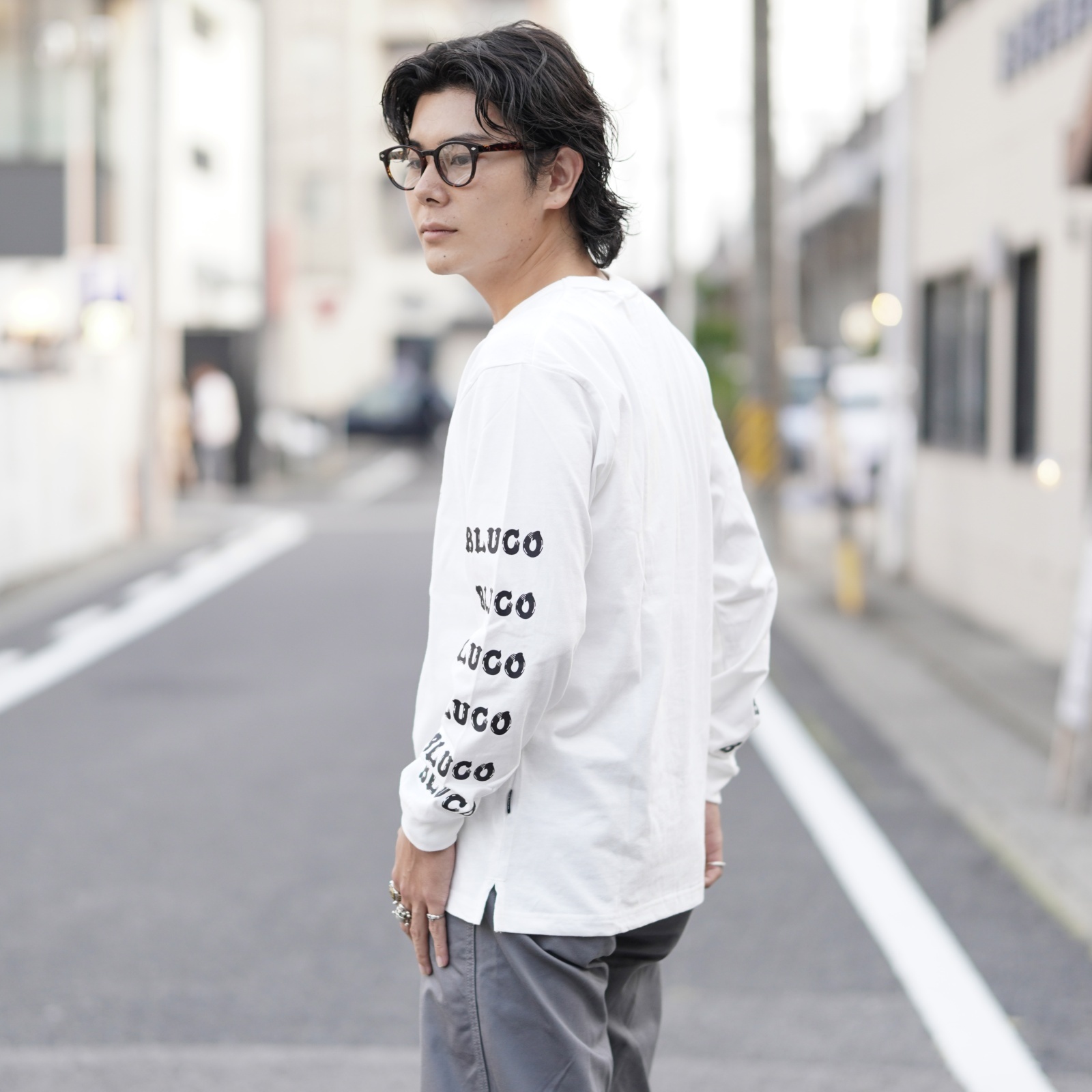 画像2: BLUCO (ブルコ) | HEAVY DRY COTTON PRINT L/S TEE -Artwork by 遊鷹-  (2)