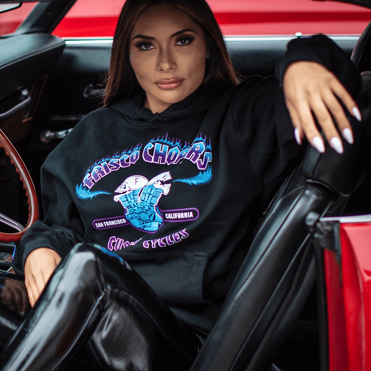 画像2: FRISCO CHOPPERS | FLAMING SKULL HOODIE  (2)