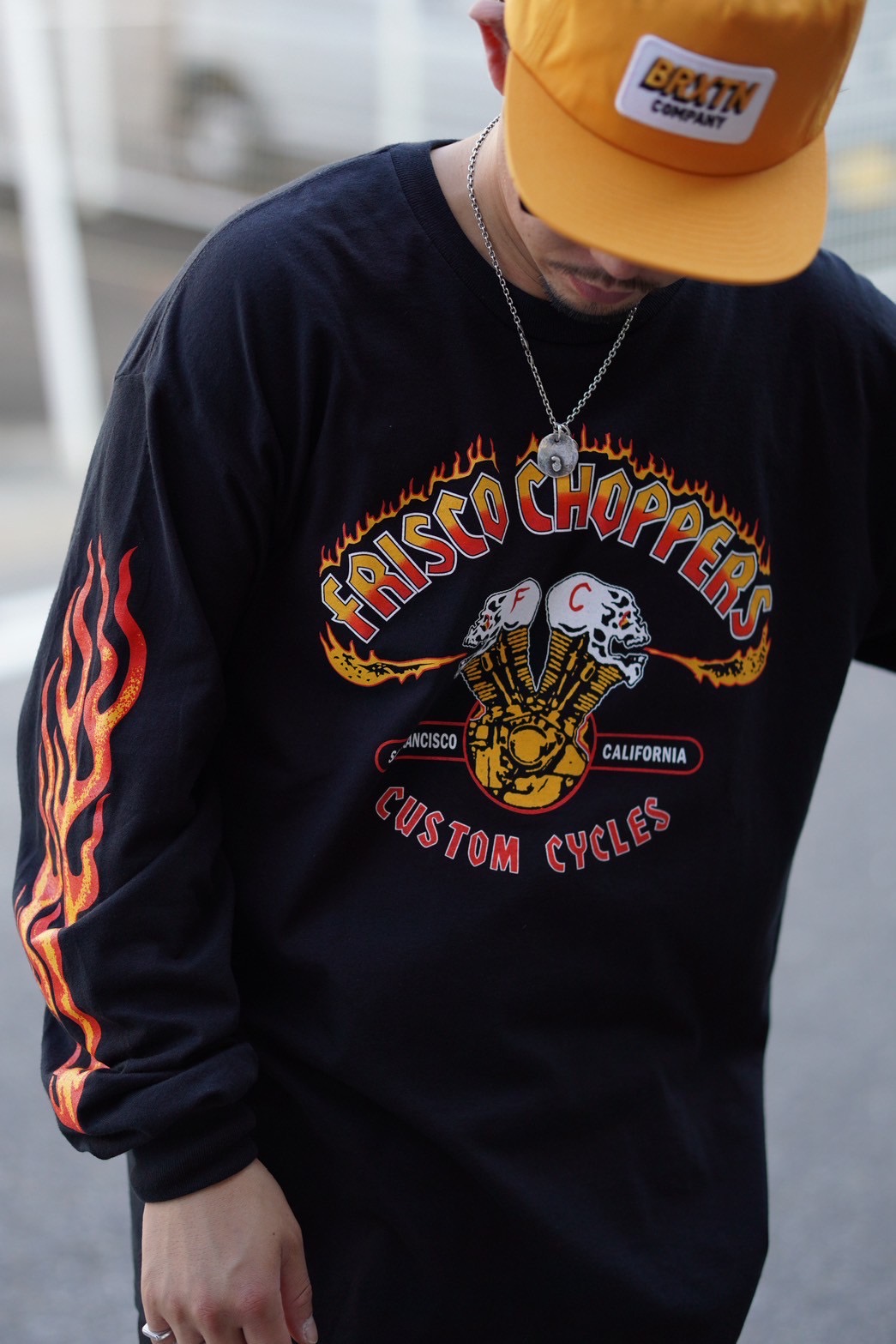 画像: FRISCO CHOPPERS | FLAMING SKULL L/S TEE 