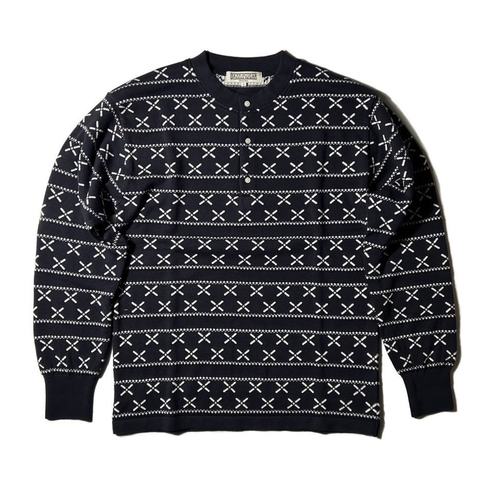 画像1: DAZZLESUGAR (ダズルシュガー) | Jacquard Henley L/S tee  (1)